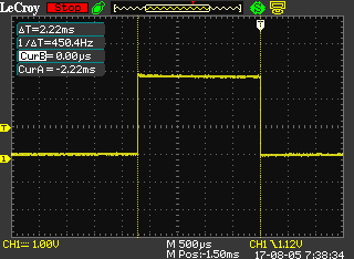 Oscillscope screenshot of PWM output.